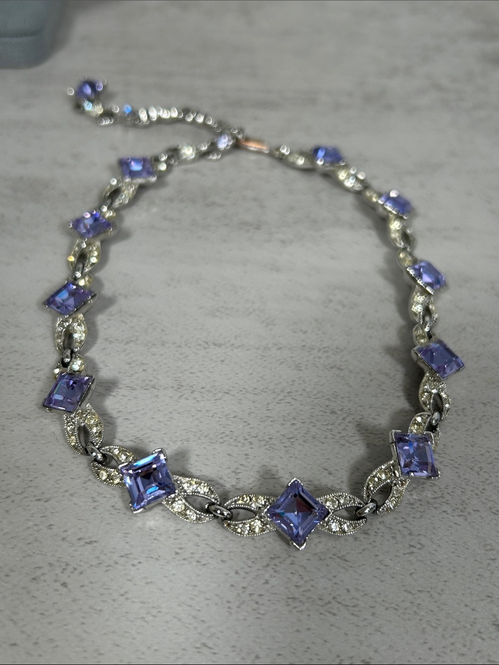 Vintage Bogoff Spectacular Silver and Purple Women's Necklace